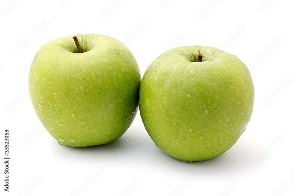 two ripe green apples