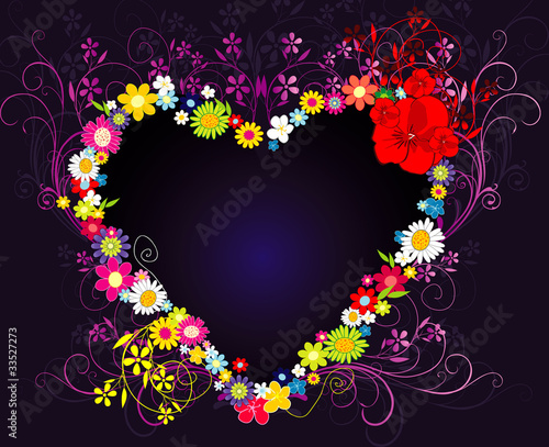 corazon formada con flores en vector