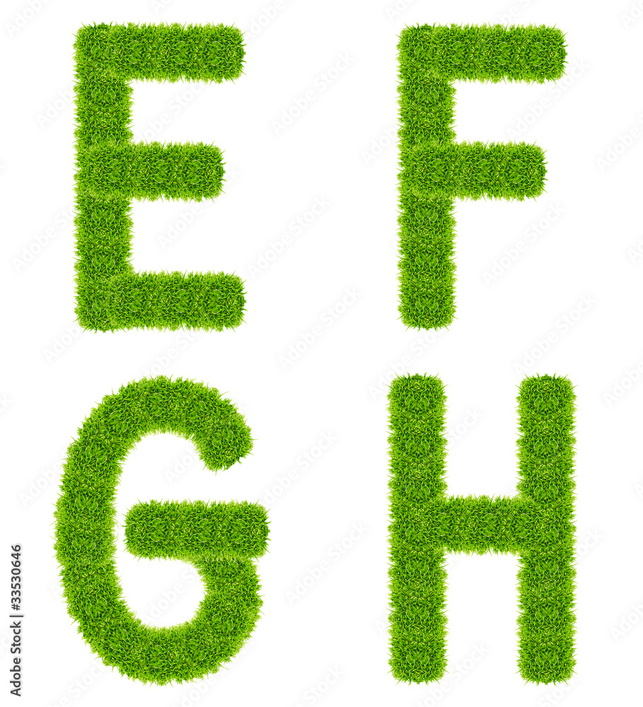 green grass letter efgh isolated green grass letter efgh isolated