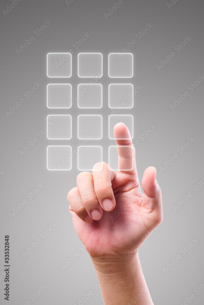 hand pushing transparent telephone buttons hand pushing transparent telephone buttons