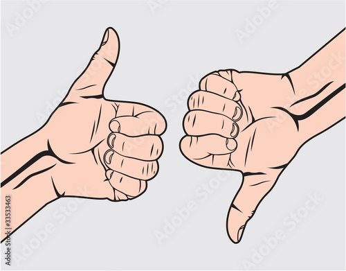 thumb up and down gesture (like and unlike)