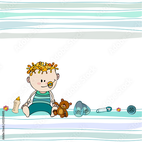 cute illustrated doodle Baby arrival card