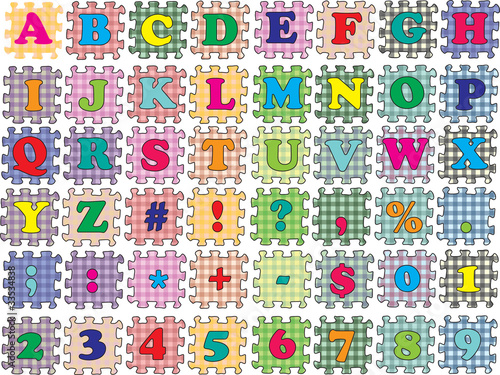 ABC vector puzzle color