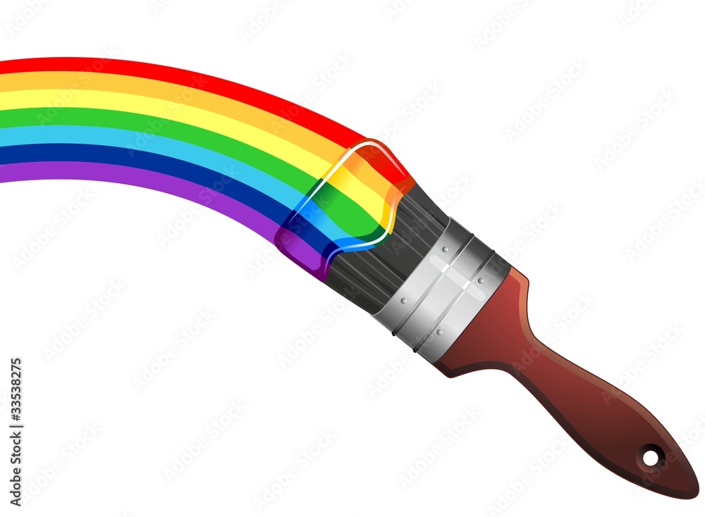 Arcobaleno e Pennello-Rainbow and Brush-Vector Arcobaleno e Pennello-Rainbow and Brush-Vector