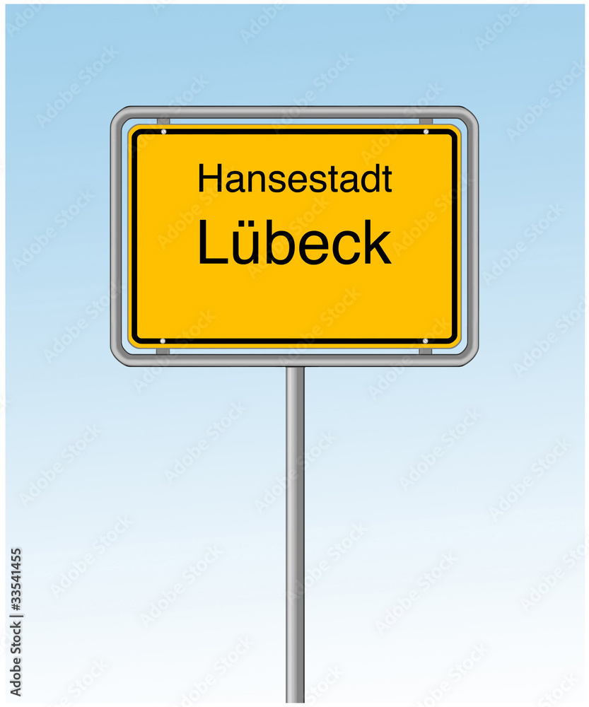 Ortsschild von Lübeck.Verkehrsschild der Hansestadt Ortsschild von Lübeck.Verkehrsschild der Hansestadt