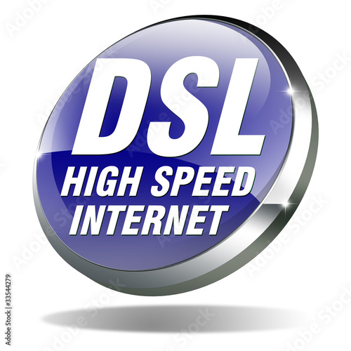 button dsl high speed internet blau weiß 3d