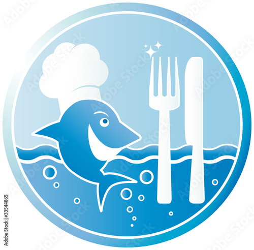 Fish the cook. A sign on fish restaurant
