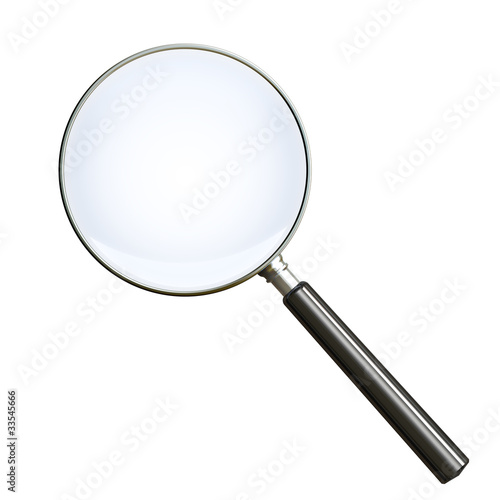 Magnifying glass on white. Clipping path included.