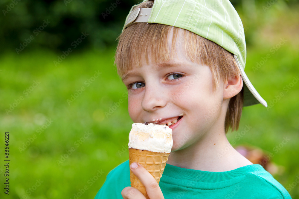 Young boy eating a tasty ice cream Young boy eating a tasty ice cream