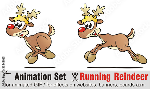 Animation Set Running Reindeer photo