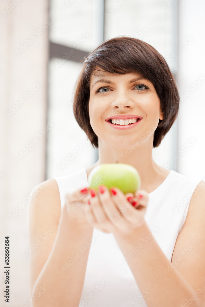 lovely housewife with green apple lovely housewife with green apple