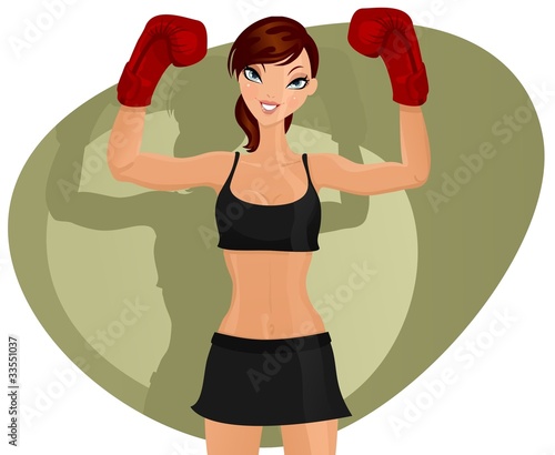 Happy and sexy boxer woman
