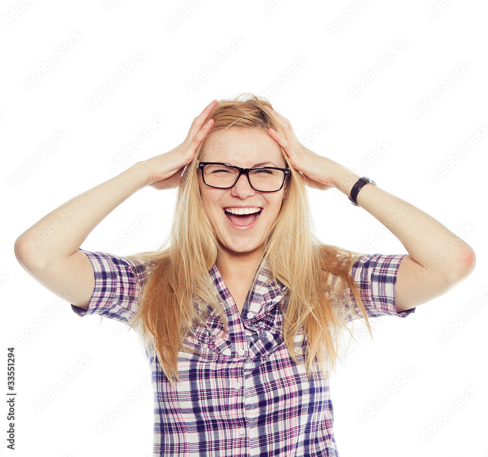 Stressed and freaking out woman Stressed and freaking out woman