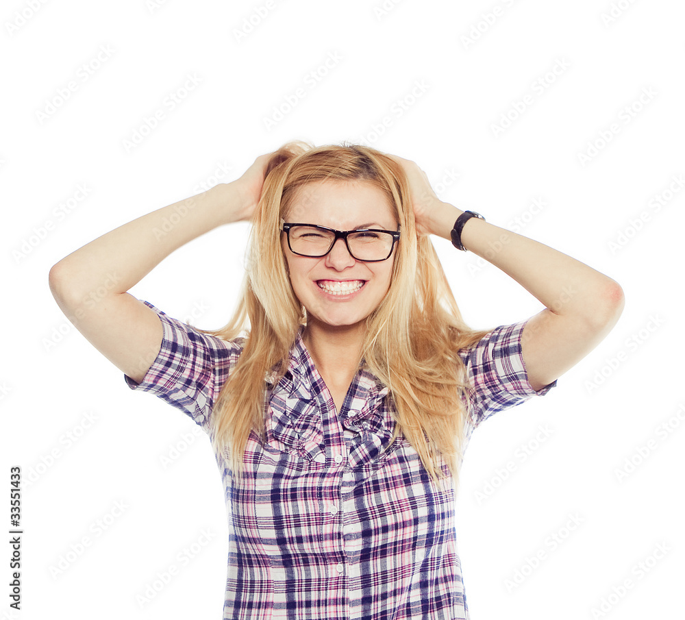 Stressed and freaking out woman Stressed and freaking out woman