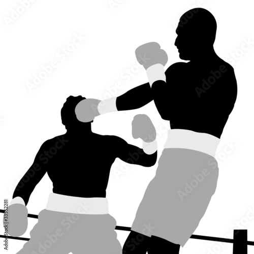 Two boxers on ring