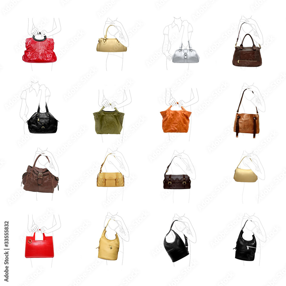 A woman's handbag on a white variety. A woman's handbag on a white variety.