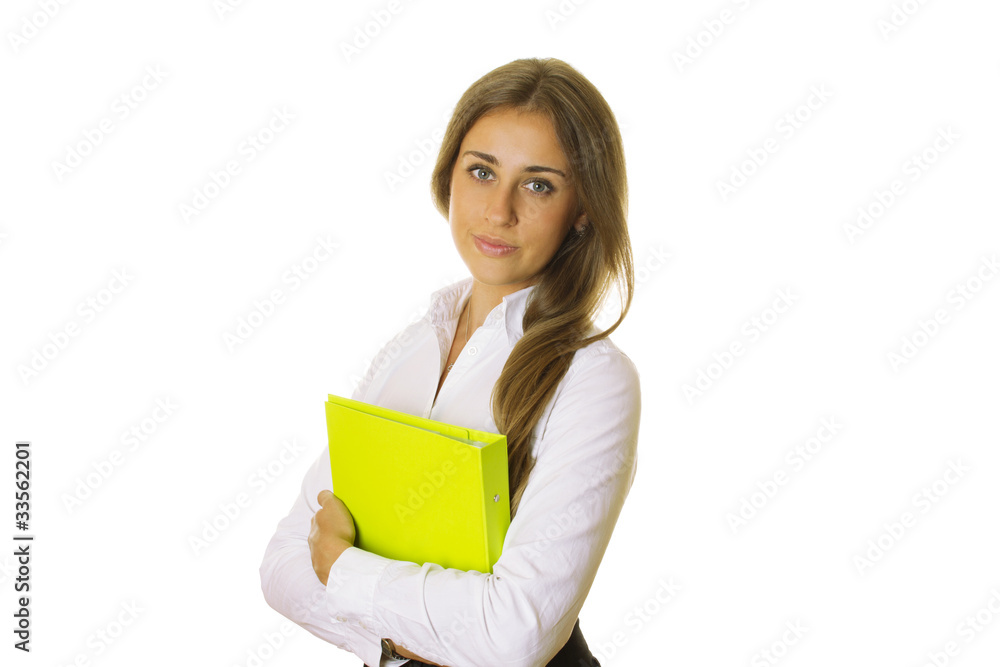 Close-up of business woman with folder Close-up of business woman with folder