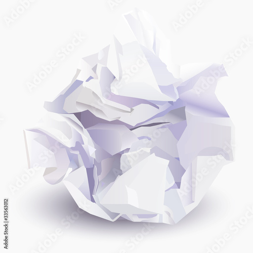 Crumpled sheet of paper to paper ball, vector illustration