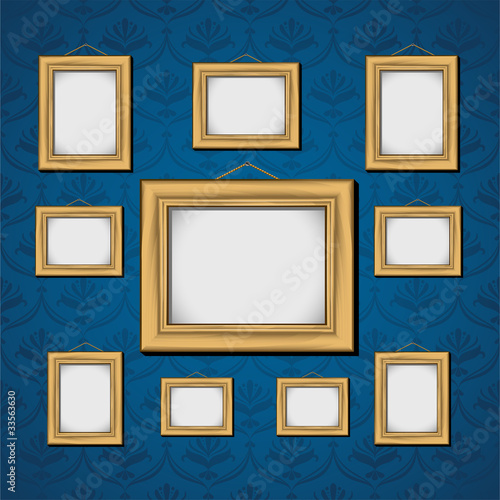 Picture Frames On Blue Wall