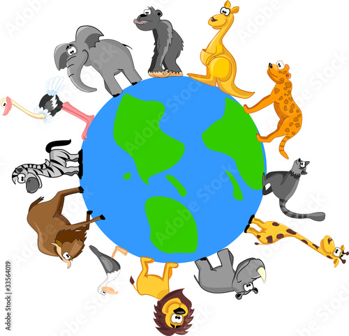 Fototapeta Naklejka Na Ścianę i Meble -  животные по всему миру, вектор