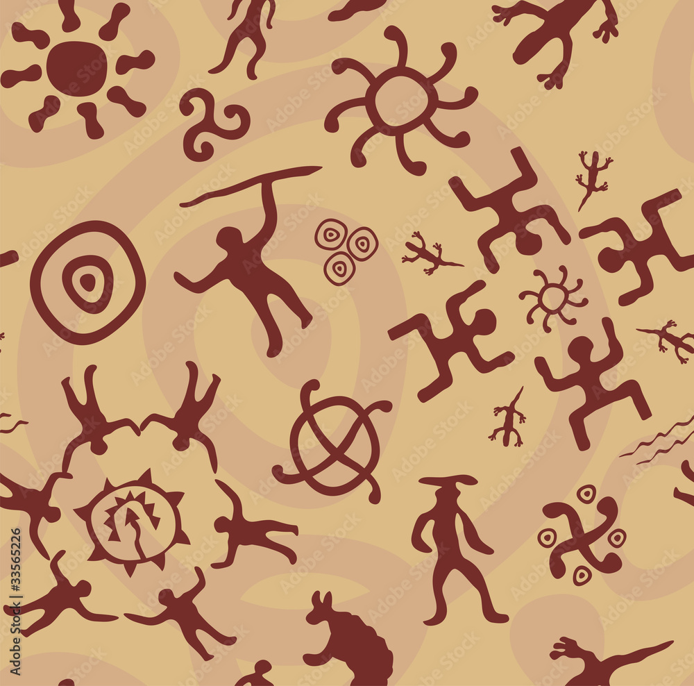 Tribal vector seamless texture -ancient rock paintings Tribal vector seamless texture -ancient rock paintings