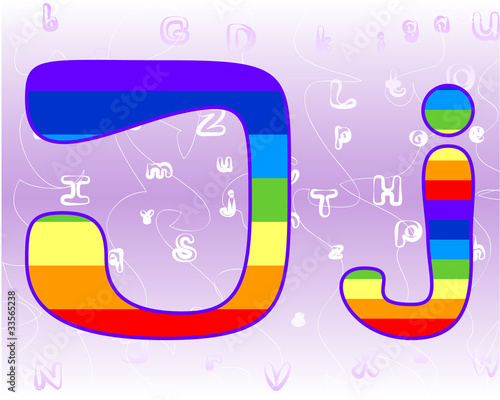 Rainbow Alphabet on a lavender background tender