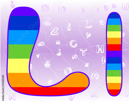 Rainbow Alphabet on a lavender background tender