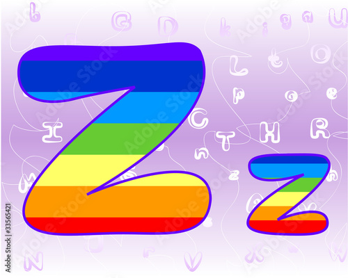 Rainbow Alphabet on a lavender background tender