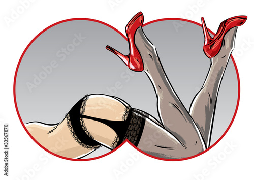 Sexy female pose showing legs and stiletto shoes