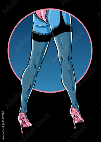 Sexy female pose showing long legs and bottom