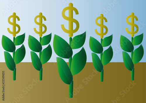 painted plants, symbolizing the rise of the dollar