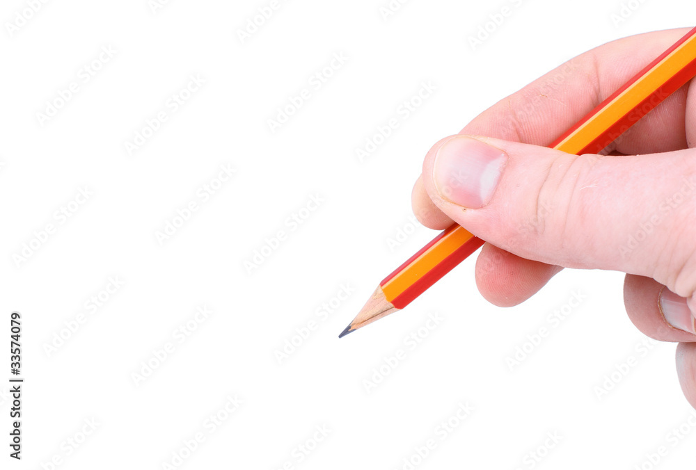 Beim Schreiben / Vorlage / Hand mit Bleistift Beim Schreiben / Vorlage / Hand mit Bleistift
