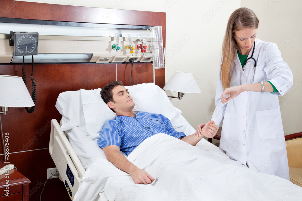 Doctor checking the heartbeat