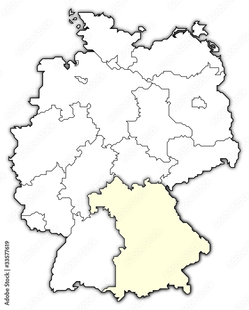 Deutschlandkarte, Bayern hervorgehoben