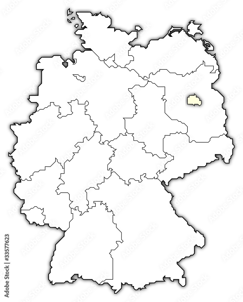 Deutschlandkarte, Berlin hervorgehoben