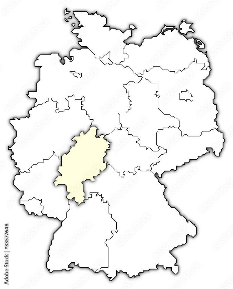 Deutschlandkarte, Hessen hervorgehoben