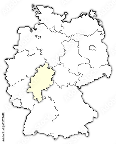 Deutschlandkarte  Hessen hervorgehoben