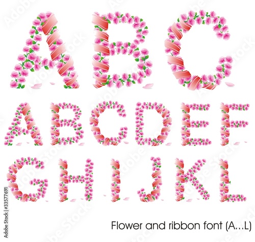 flower and ribbon font first part