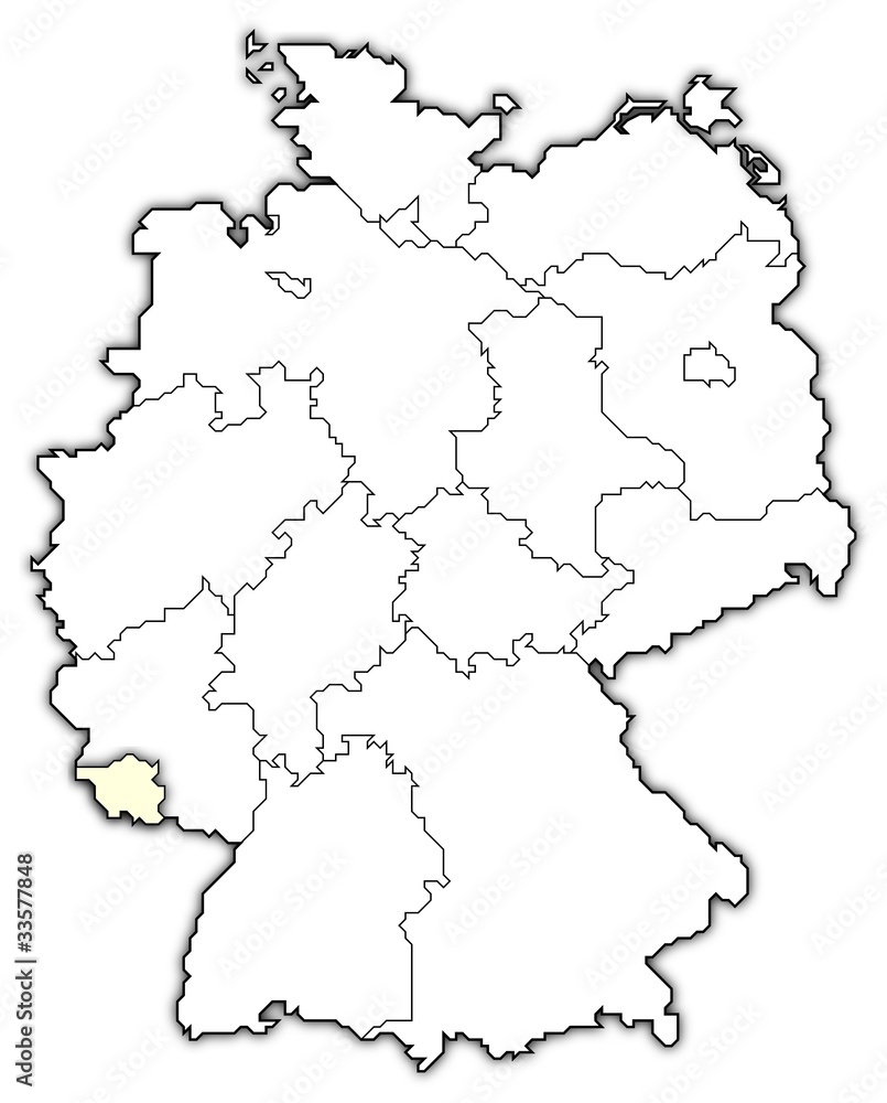 Deutschlandkarte, Saarland hervorgehoben