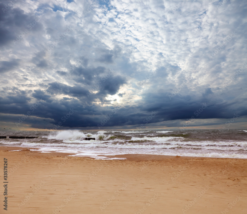 Stormy sea in summer day