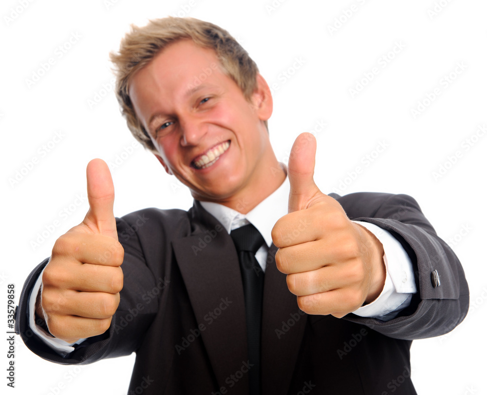 positive businessman with thumbs up positive businessman with thumbs up