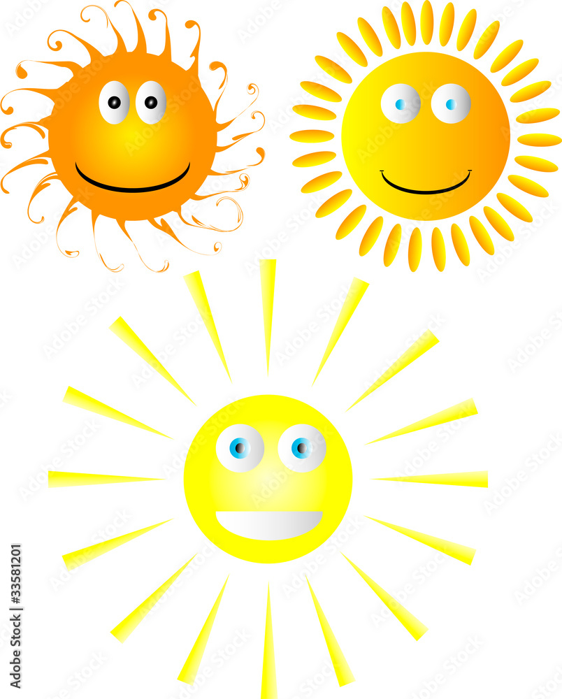 Set of smiling suns