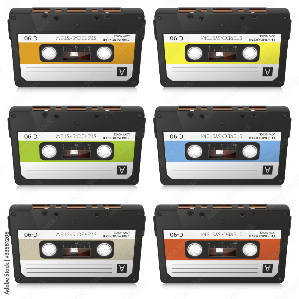 Fototapeta premium Musikkassette, 80er, achtziger, Audiokassette, Kassette, Audio