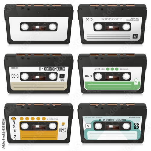Musikkassetten, Audiokassetten, Tape, Set, Vorlage, Blanko