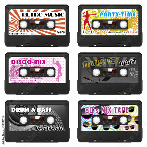 Musikkassetten  Audiokassettten  Partyflyer  Set  Mix  Vorlage
