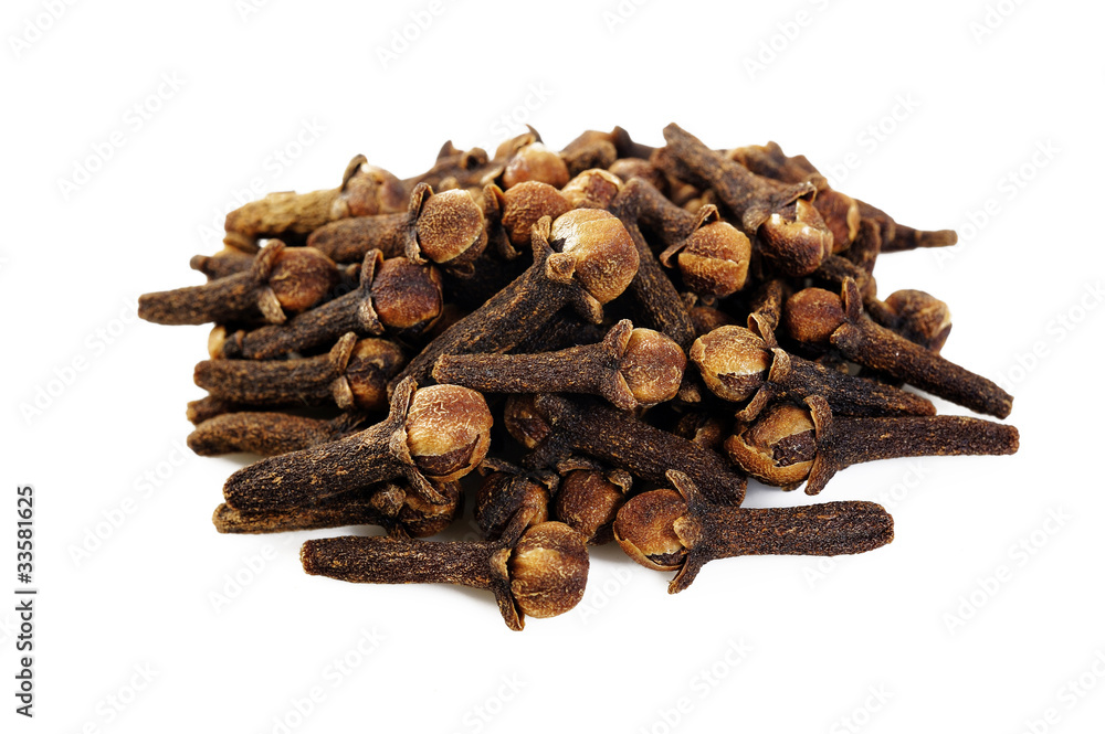 pile cloves on white background pile cloves on white background