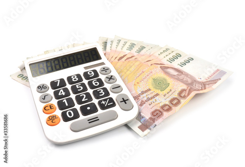 Slika na platnu 1000 baht banknotes and calculator