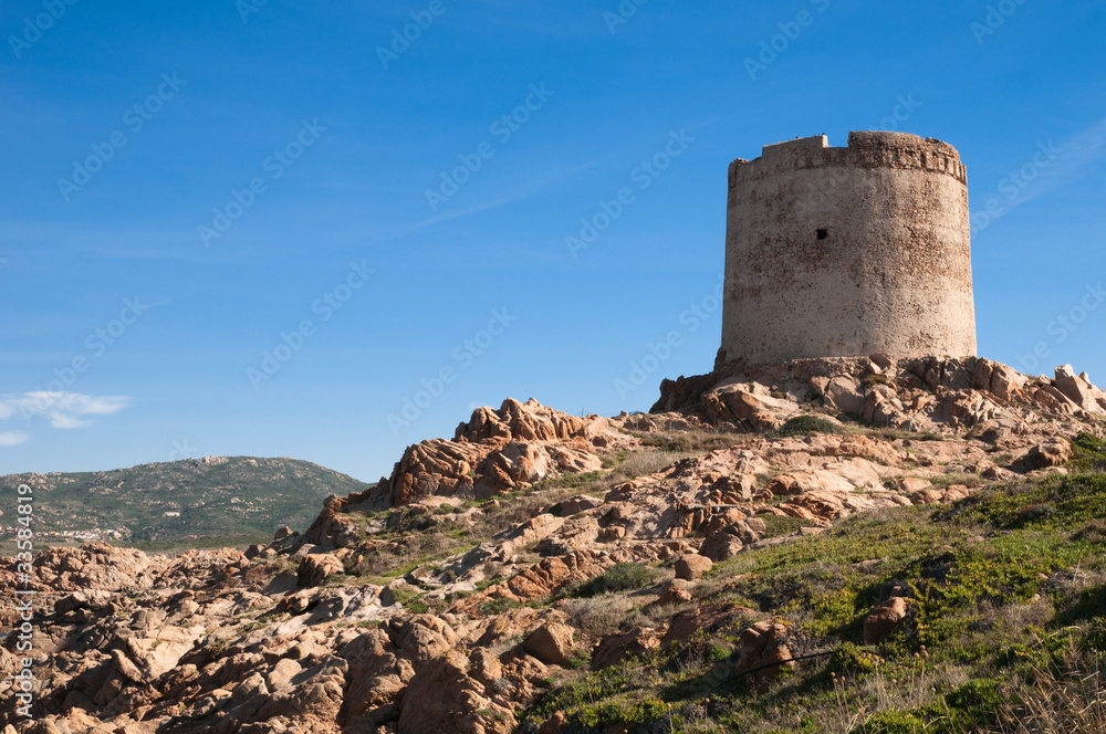 Sardinia, Italy: The tower of Isola Rossa.