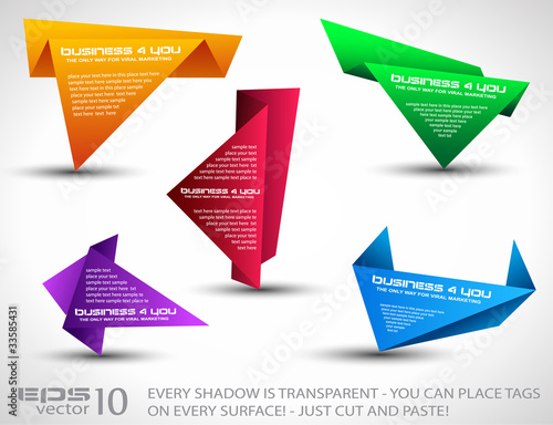 Origami triangle style speech Banner set