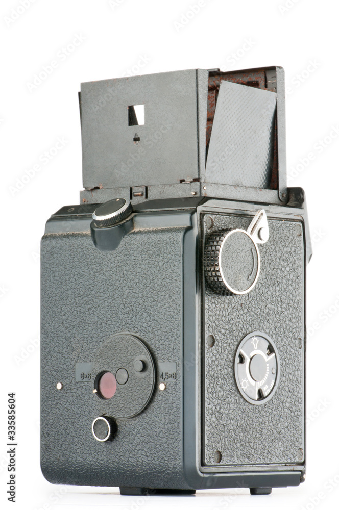 Vintage film camera isolated on white